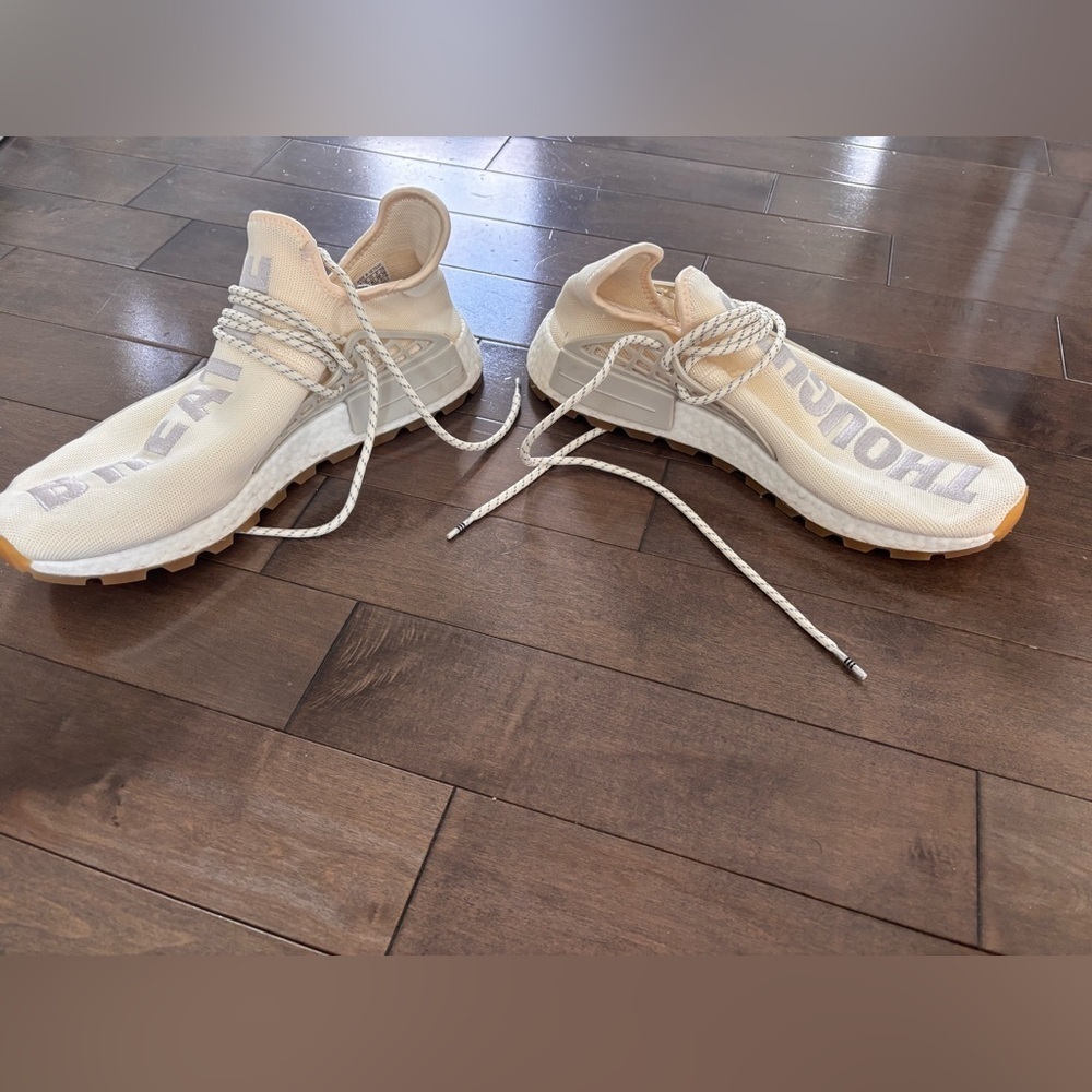 Adidas x Pharrell Williams Human Race Beige and Gray Men’s Sneakers Sz 12 - Picture 9 of 10